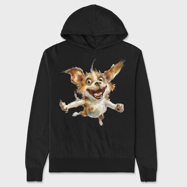 Watercolor Dog Jump, Hanorac Oversize Barbati (Unisex)
