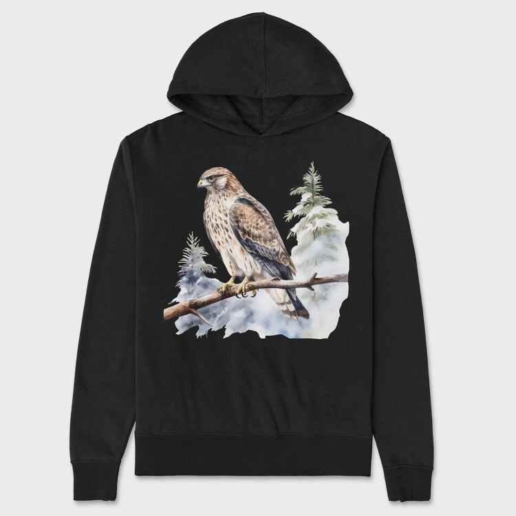 Watercolor Hawk Branch, Hanorac Oversize Barbati (Unisex)