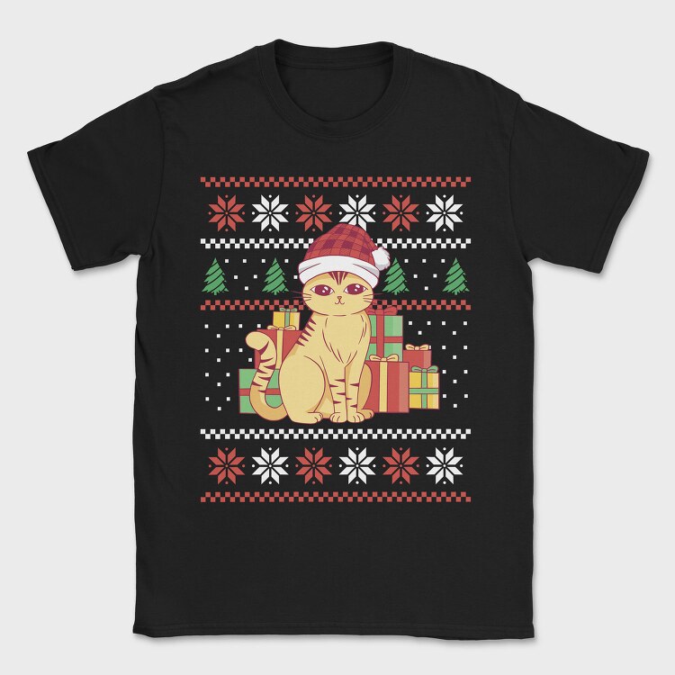 Cat With Gifts Ugly Sweater, Tricou Barbati (Unisex)