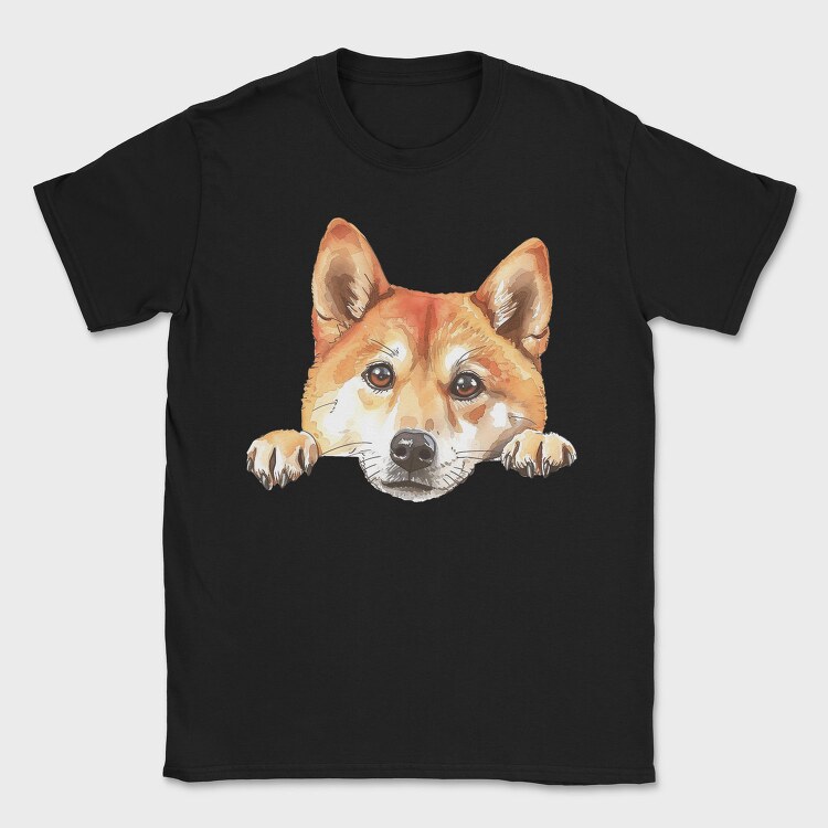 Watercolor Peeking Shiba, Tricou Barbati (Unisex)