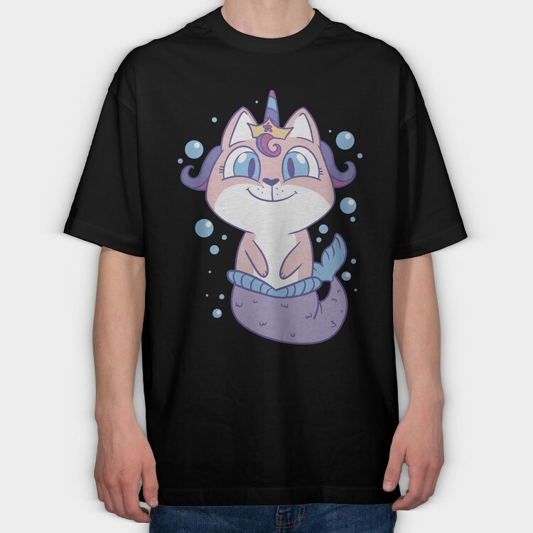 Cat Unicorn Mermaid, Tricou Oversize Barbati (Unisex)