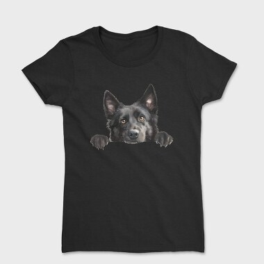 Watercolor Peeking Buhund, Tricou Femei