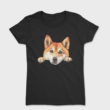 Watercolor Peeking Shiba, Tricou Femei
