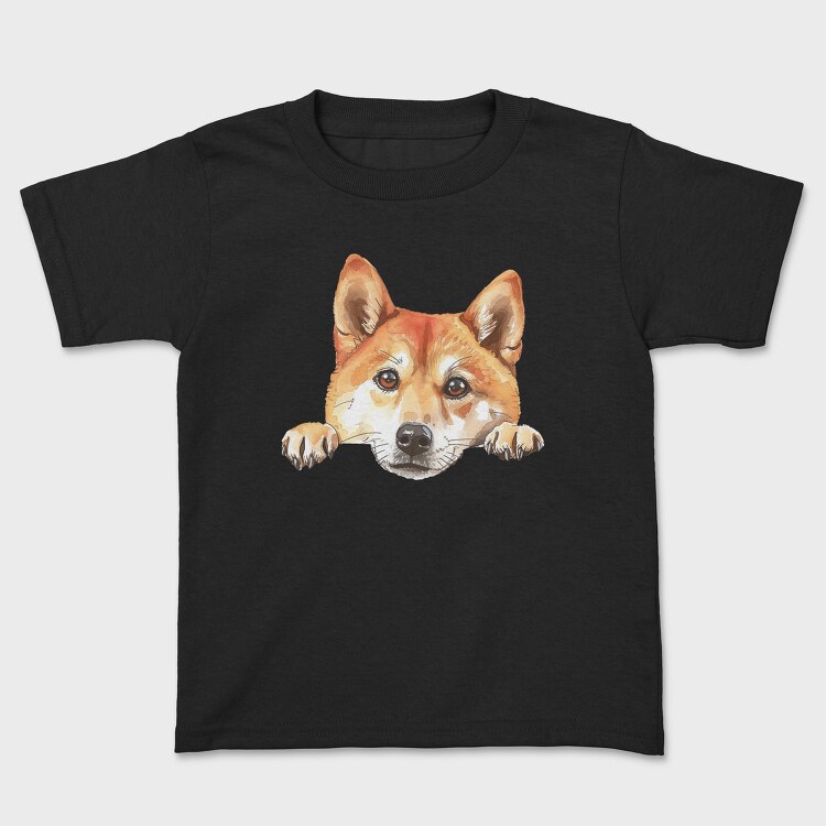 Watercolor Peeking Shiba, Tricou Copii