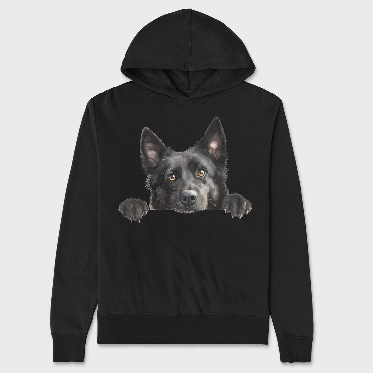 Watercolor Peeking Buhund, Hanorac Oversize Barbati (Unisex)