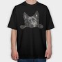 Watercolor Peeking Buhund, Tricou Oversize Barbati (Unisex)