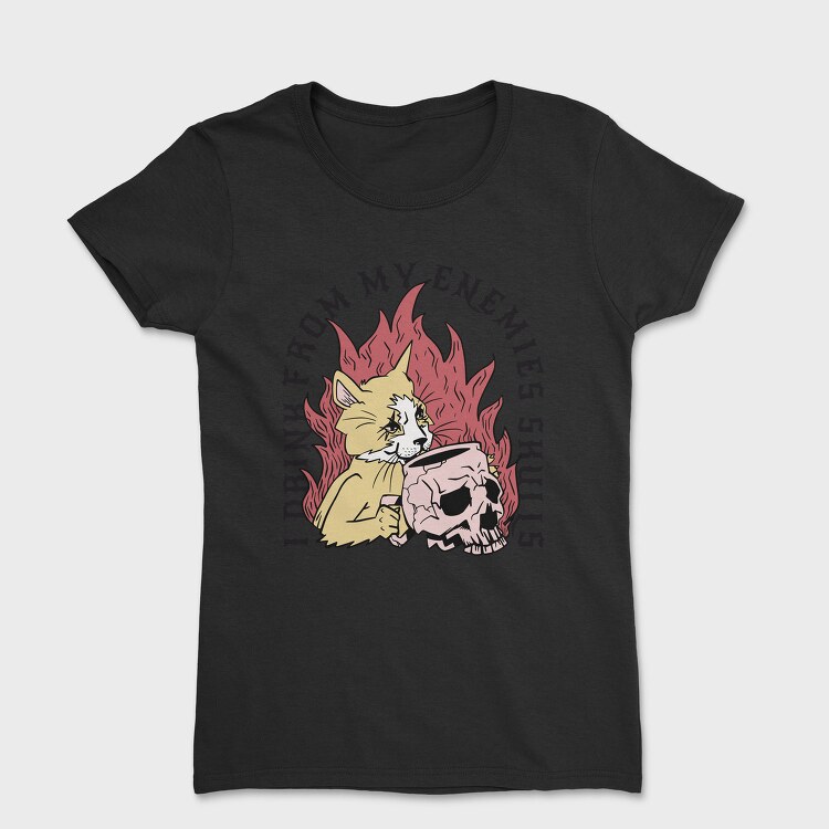 Cat Skull Mug, Tricou Femei