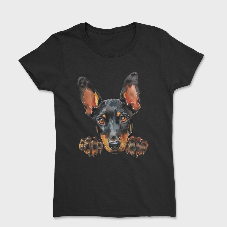 Watercolor Peeping Dog, Tricou Femei