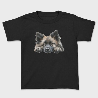 Watercolor Keeshond Peeking, Tricou Copii