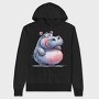 Watercolor Hippo Hug, Hanorac Oversize Barbati (Unisex)