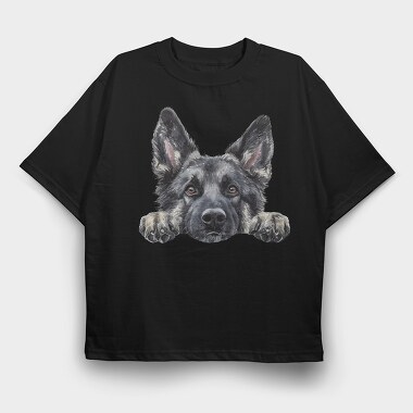 Watercolor Norwegian Elkhound, Tricou Oversize Barbati (Unisex)