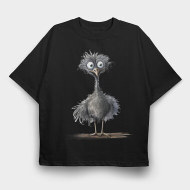 Watercolor Ostrich Clipart, Tricou Oversize Barbati (Unisex)