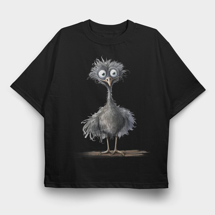 Watercolor Ostrich Clipart, Tricou Oversize Barbati (Unisex)