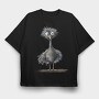 Watercolor Ostrich Clipart, Tricou Oversize Barbati (Unisex)