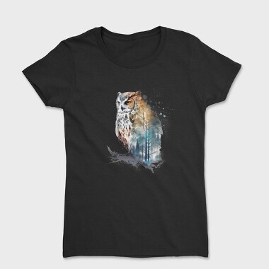 Watercolor Owl Forest, Tricou Femei