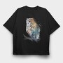 Watercolor Owl Forest, Tricou Oversize Barbati (Unisex)