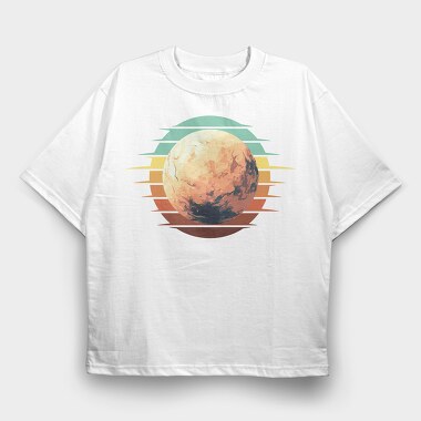 Pluto Retro Sunset Planet, Tricou Oversize Barbati (Unisex)