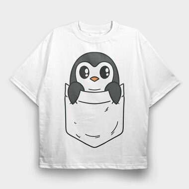 Pocket Penguin, Tricou Oversize Barbati (Unisex)
