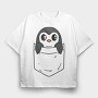 Pocket Penguin, Tricou Oversize Barbati (Unisex)