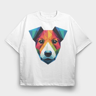 Polygonal Jack Russell Dog 2, Tricou Oversize Barbati (Unisex)