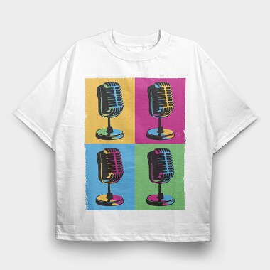 Pop Art Microphones Music, Tricou Oversize Barbati (Unisex)