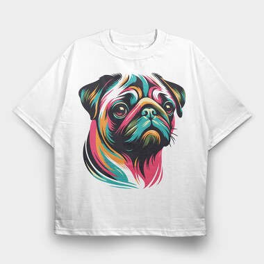 Pop Art Pug Dog, Tricou Oversize Barbati (Unisex)