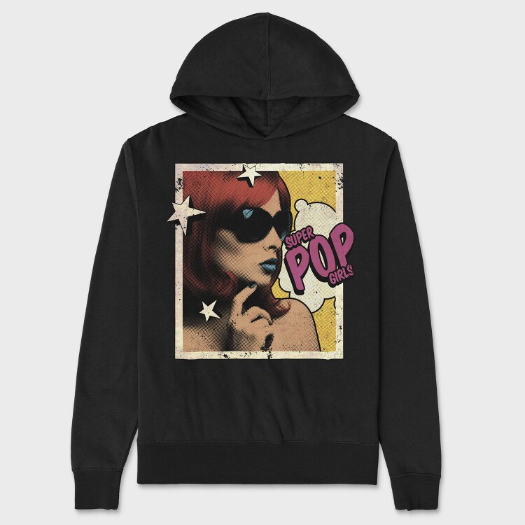 Pop Art Woman With Sunglasses Tote Super Pop, Hanorac Oversize Barbati (Unisex)