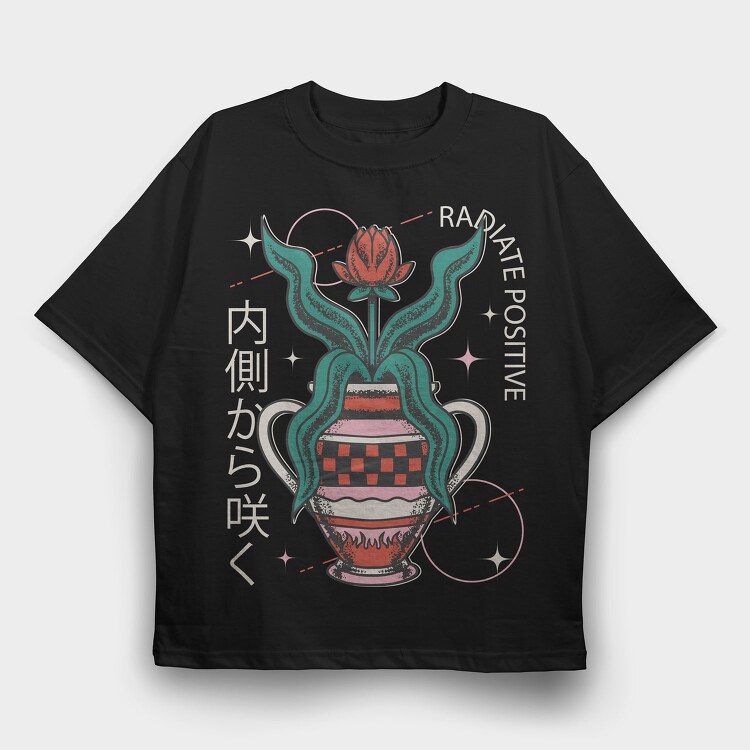 Positive Vibes Flower Vase 07, Tricou Oversize Barbati (Unisex)