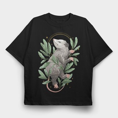 Possum Animal With Mystical Leaves, Tricou Oversize Barbati (Unisex)