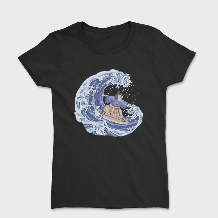 Cat Surfing Japanese Wave, Tricou Femei