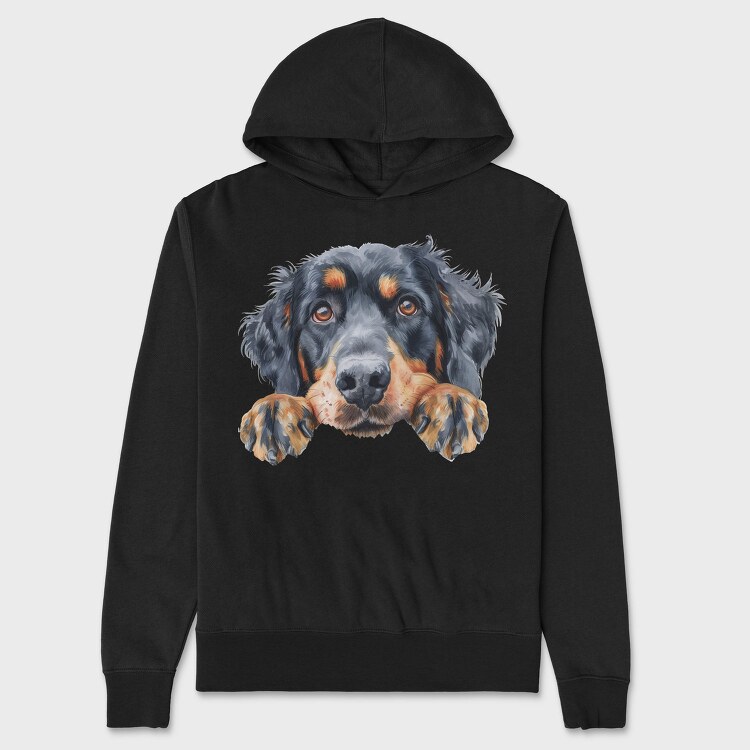 Watercolor Hovawart Peek, Hanorac Oversize Barbati (Unisex)