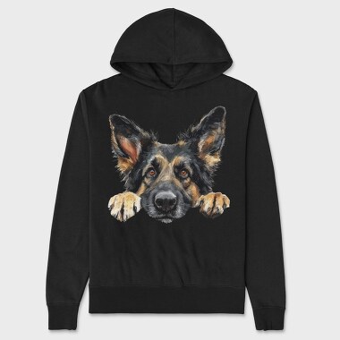 Watercolor Peeking Gsd, Hanorac Oversize Barbati (Unisex)