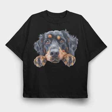 Watercolor Hovawart Peek, Tricou Oversize Barbati (Unisex)