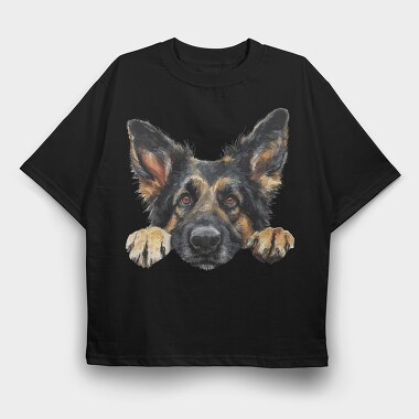 Watercolor Peeking Gsd, Tricou Oversize Barbati (Unisex)
