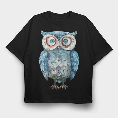 Watercolor Owl, Tricou Oversize Barbati (Unisex)