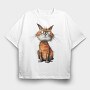 Watercolor Maine Coon, Tricou Oversize Barbati (Unisex)