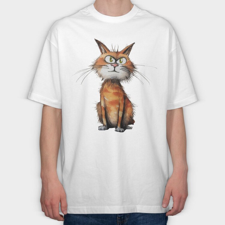 Watercolor Maine Coon, Tricou Oversize Barbati (Unisex)