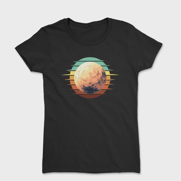 Pluto Retro Sunset Planet, Tricou Femei