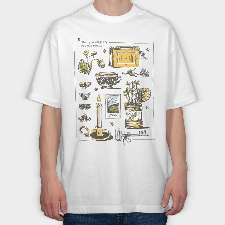 Cottagecore Lifestyle Elements Collection, Tricou Oversize Barbati (Unisex)