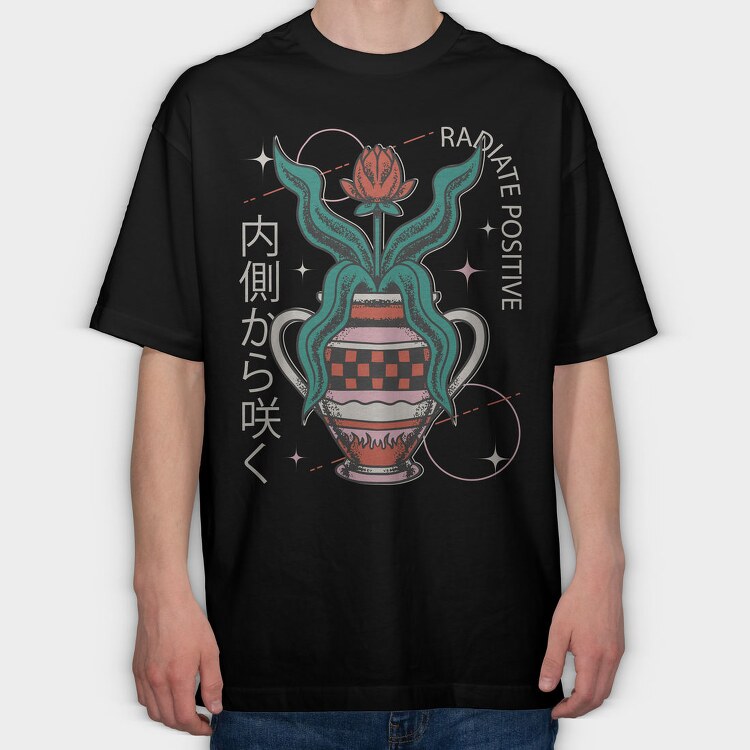 Positive Vibes Flower Vase 07, Tricou Oversize Barbati (Unisex)