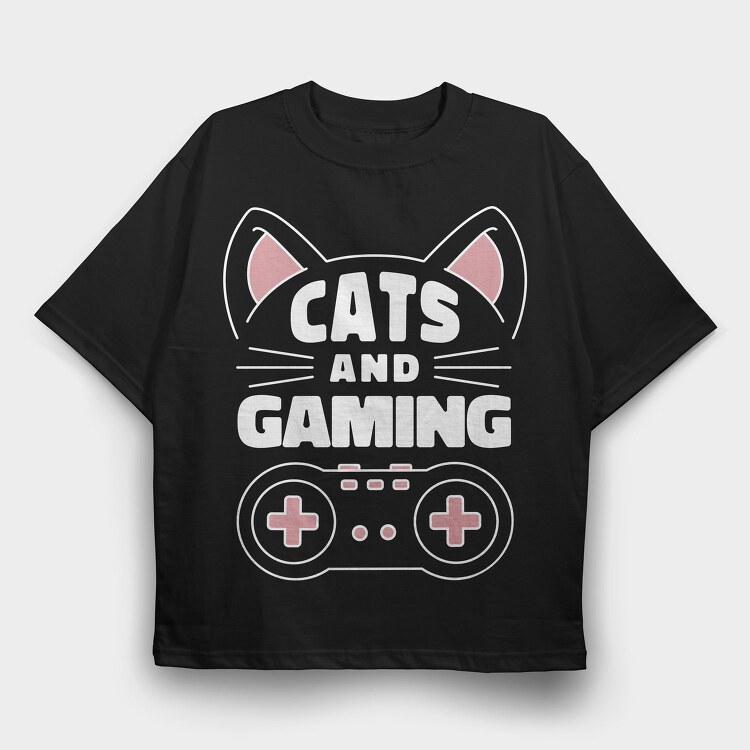 Cats and Gaming, Tricou Oversize Barbati (Unisex)