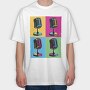Pop Art Microphones Music, Tricou Oversize Barbati (Unisex)