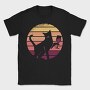 Cat With a Glass of Wine Retro Sunset, Tricou Barbati (Unisex)