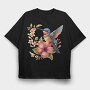 Watercolor Hummingbird Floral, Tricou Oversize Barbati (Unisex)