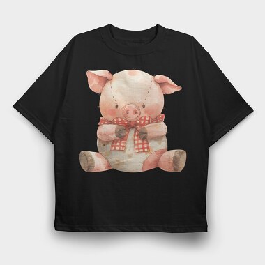 Watercolor Piglet Scarf, Tricou Oversize Barbati (Unisex)