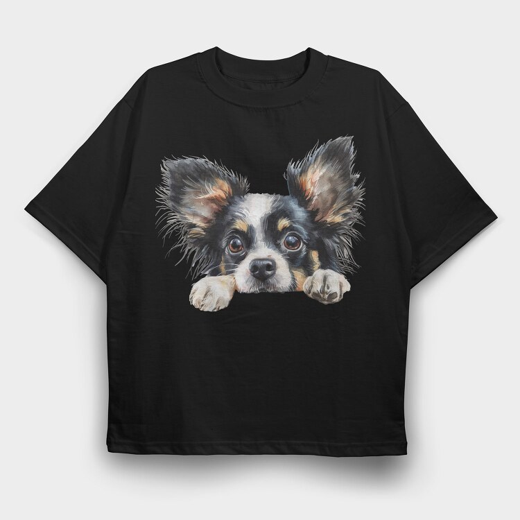 Watercolor Papillon Peek, Tricou Oversize Barbati (Unisex)