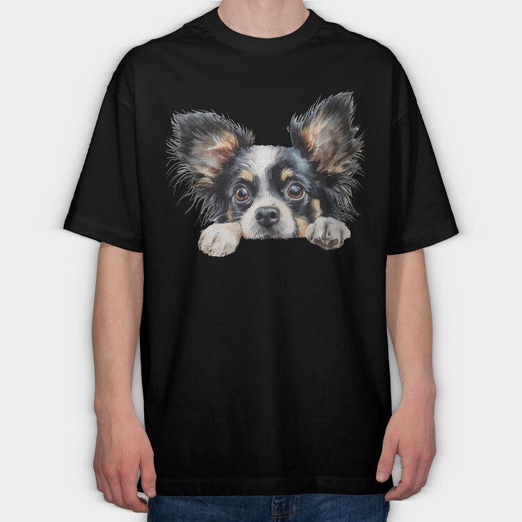 Watercolor Papillon Peek, Tricou Oversize Barbati (Unisex)