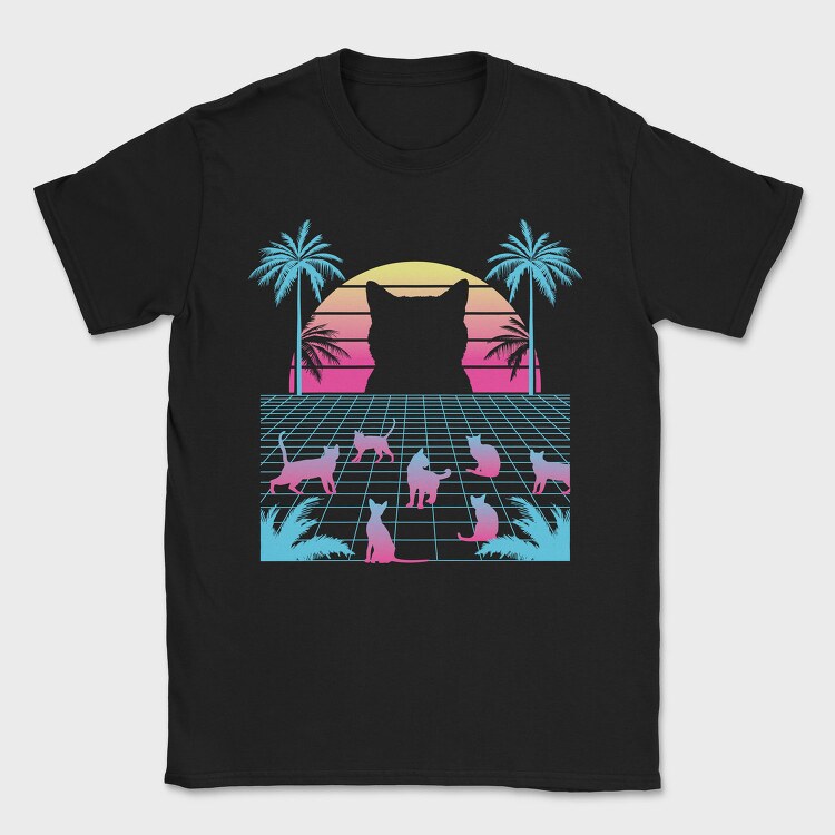 Cat Vaporwave, Tricou Barbati (Unisex)
