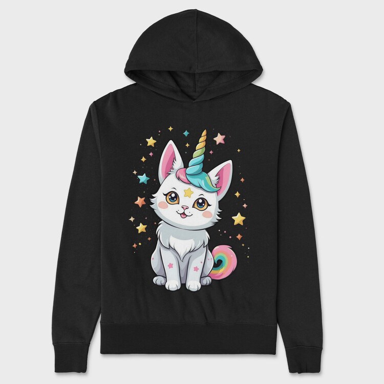 Cat Unicorn, Hanorac Oversize Barbati (Unisex)