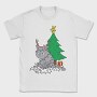 Cat Tangled in Christmas Lights, Tricou Barbati (Unisex)